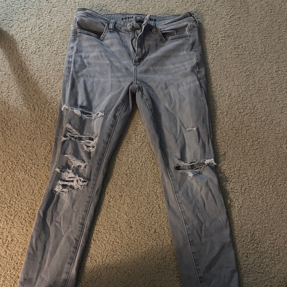 American Eagle Outfitters Ripped Gray Skinny Jeans